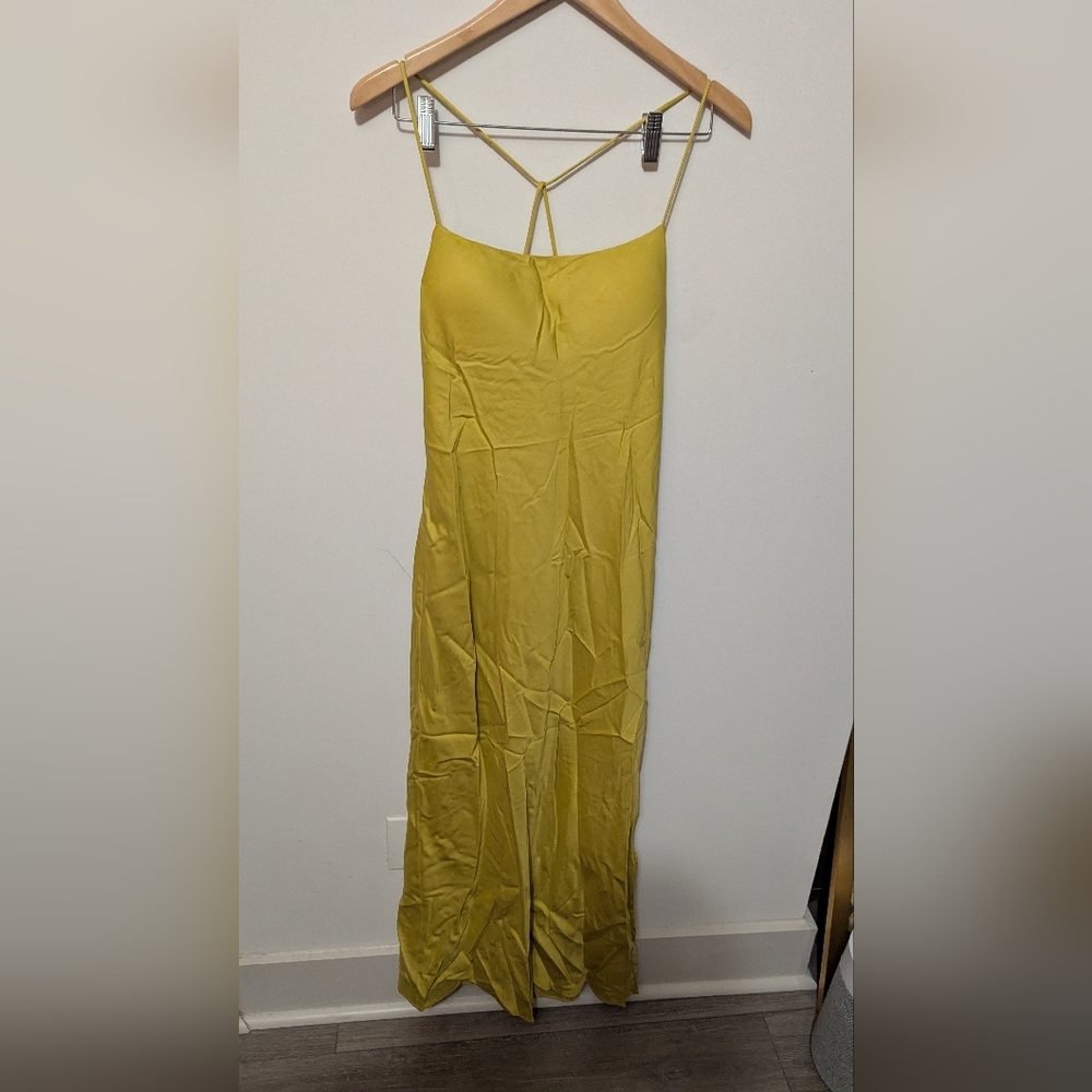 Elegant Yellow Spaghetti Strap Dress